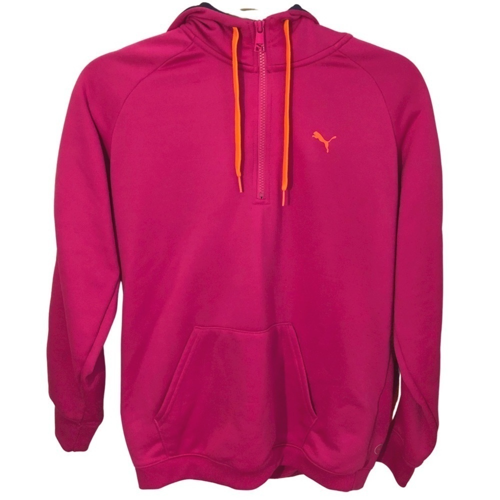 Puma Women’s Pink and Orange 1/4 zip hoodie Size Medium